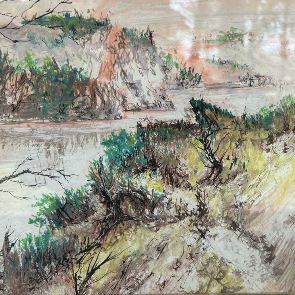 Original Oil Impressionist Landscape Painting: Fisherman's Sky, Signed Delmor - Picture 2 of 8